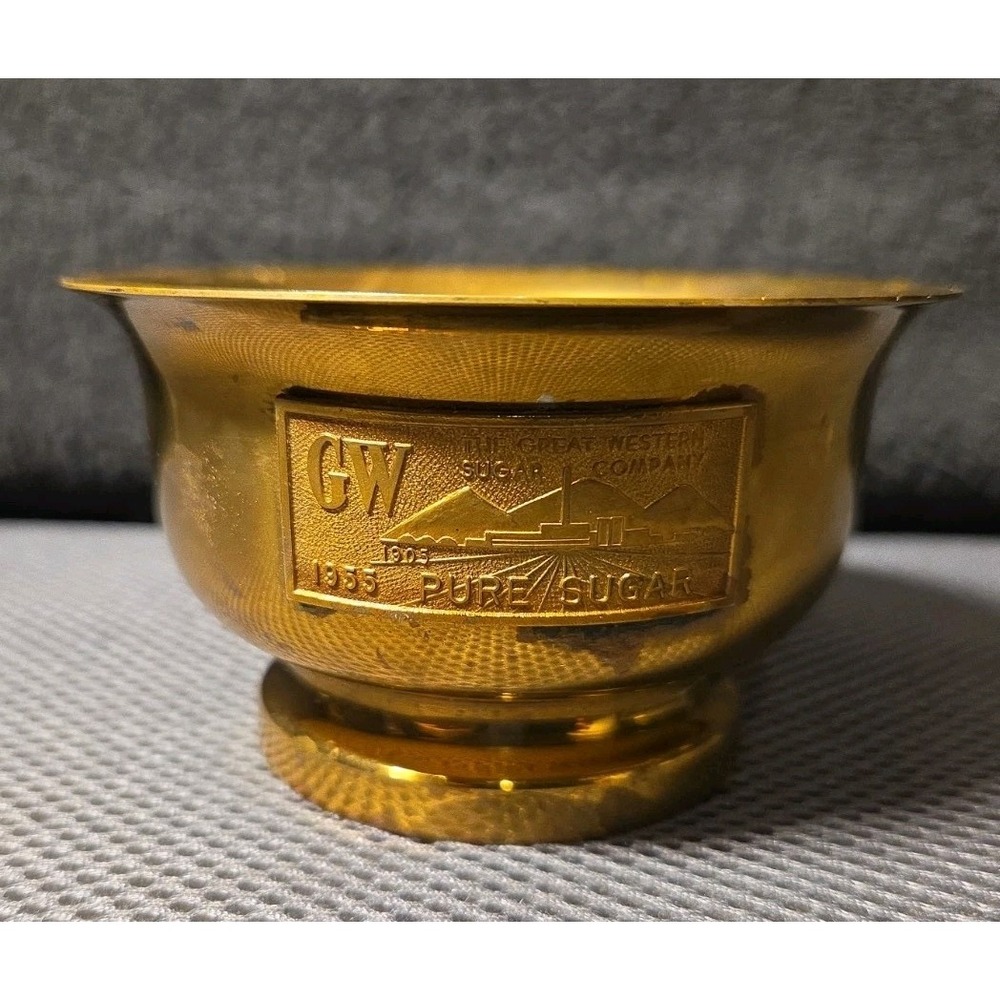 Vntg GW (Great Western) 1955 Brass Sugar Bowl 4 In Diameter 2.5 In Tall